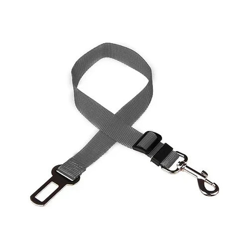 Ceinture d'attache voiture gris foncé avec mousqueton et boucle inox