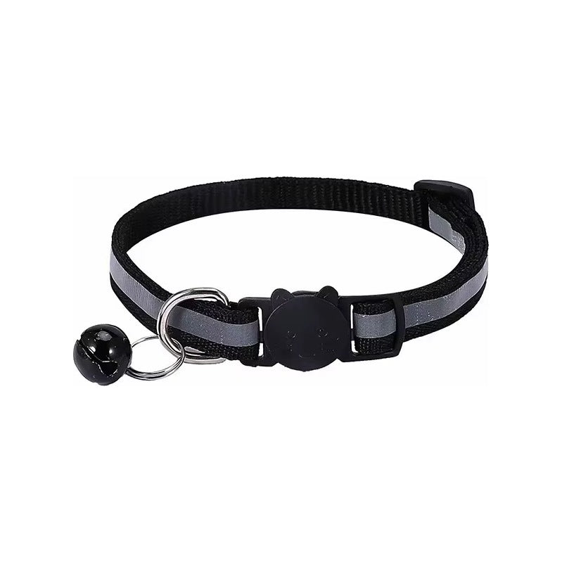 Collier chat noir réfléchissant avec boucle de sécurité et grelot, Araneis
