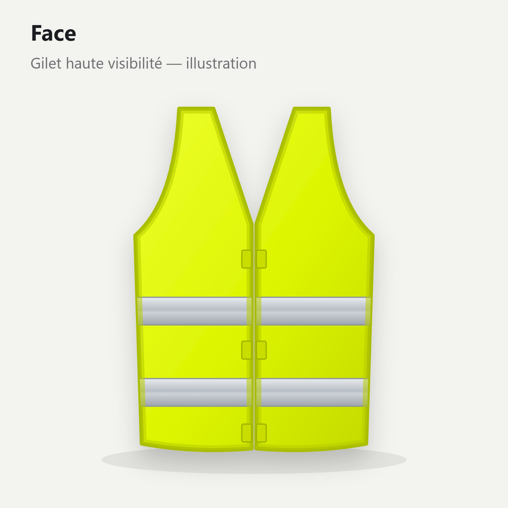 Gilet jaune haute visibilité, vue de face — illustration
