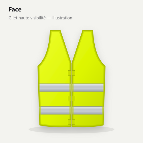 Gilet jaune haute visibilité, vue de face — illustration